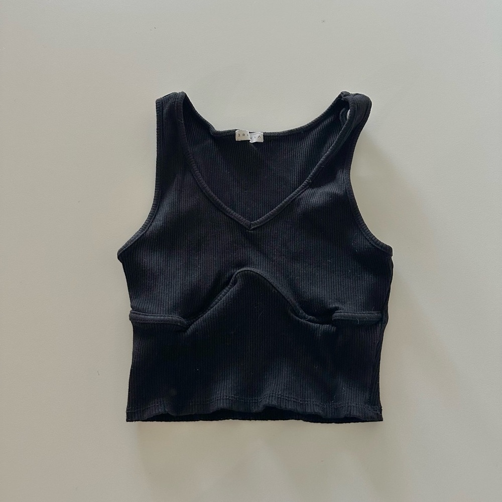 Briavia Alhambra Underbust Crop Top Ribbed Tank Black M